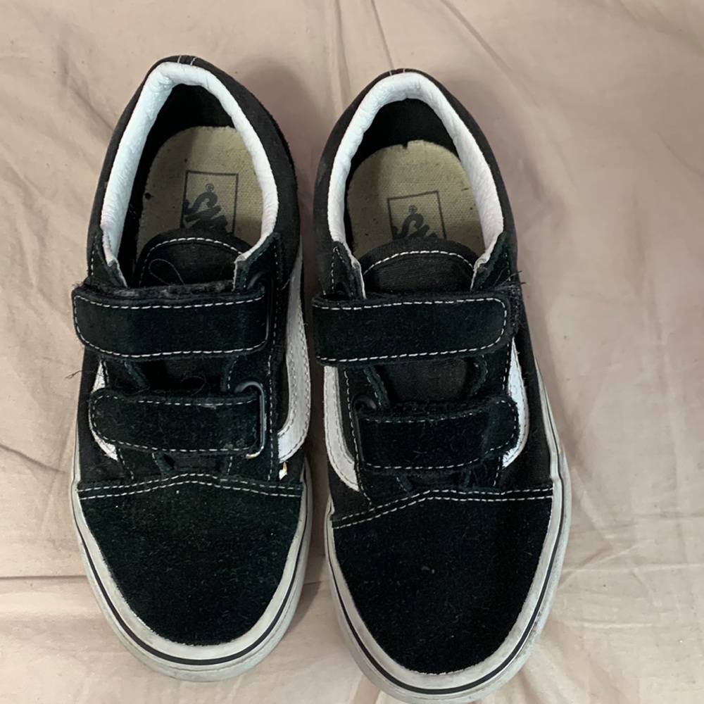 Black and White Velcro strap vans.